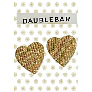BaubleBar Medium Gold Heart Shaped Bold Textured Mini Bead Stud Earrings